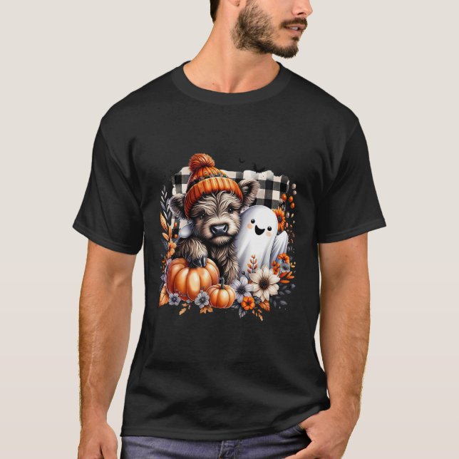 Camiseta Fall Cow Ghost Spooky Season outono (Frente)