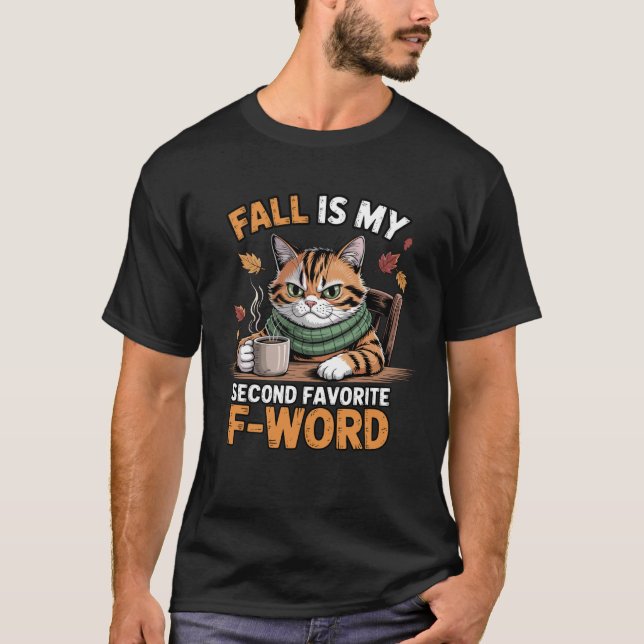 Camiseta Fall is My Second Favorite F Word Funny Cat (Frente)