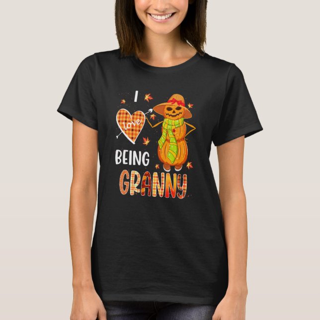 Camiseta Fall Leaf Granny Pumpkin Snowman Thanksgiving Autu (Frente)