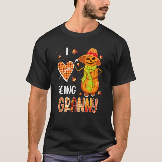 Camiseta Fall Leaf Granny Pumpkin Snowman Thanksgiving Autu (Frente)