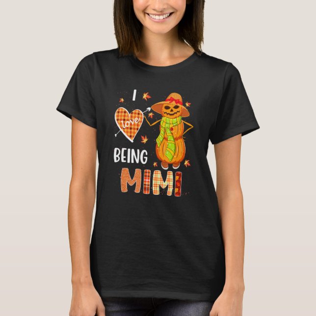 Camiseta Fall Leaf Mimi Pumpkin Snowman Thanksgiving Autumn (Frente)