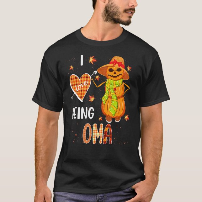 Camiseta Fall Leaf Oma Pumpkin Snowman Thanksgiving Autumn  (Frente)