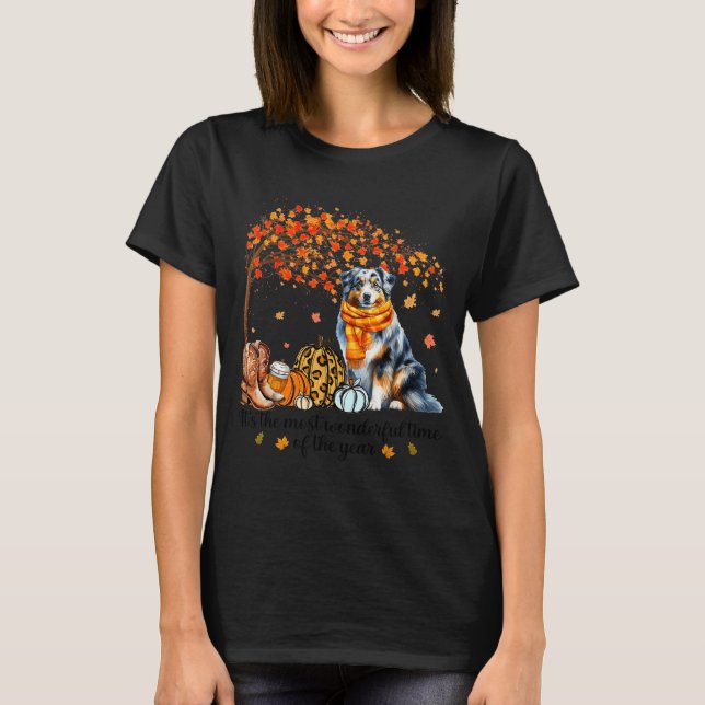 Camiseta Fall Maple Tree Print Dog Lover Happy Thanksgiving (Frente)