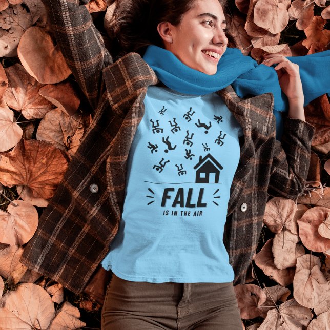 Camiseta Fall (Pessoas) com fita engraçada A queda está no  ("Fall is in the Air" funny t-shirt. )