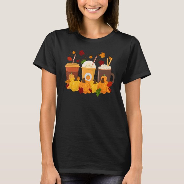 Camiseta Fall Pumpkin Spice Beber Copos Café Estação de out (Frente)