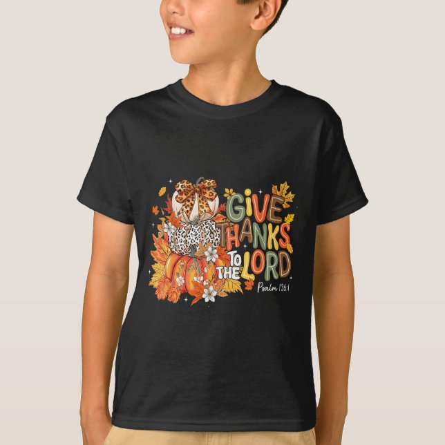 Camiseta Fall Pumpkin Thanksgiving Christian Give Thanks To (Frente)