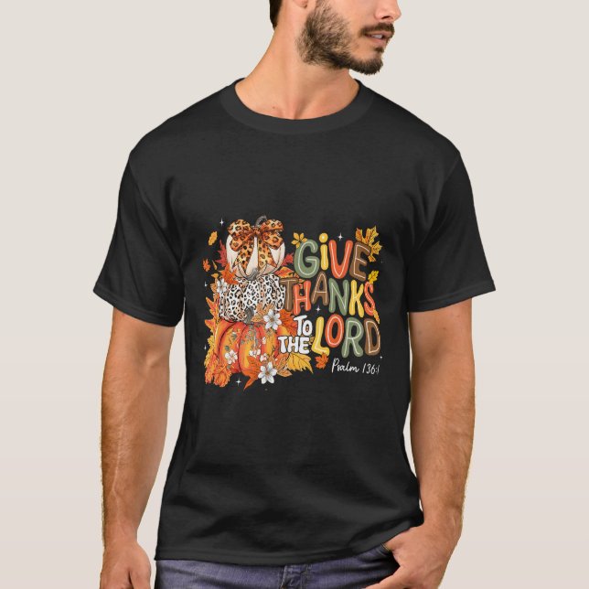 Camiseta Fall Pumpkin Thanksgiving Christian Give Thanks To (Frente)