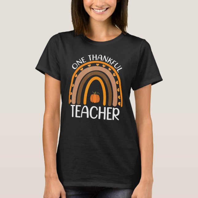 Camiseta Fall Rainbow Teacher One Thankful Teacher Thanksgi (Frente)