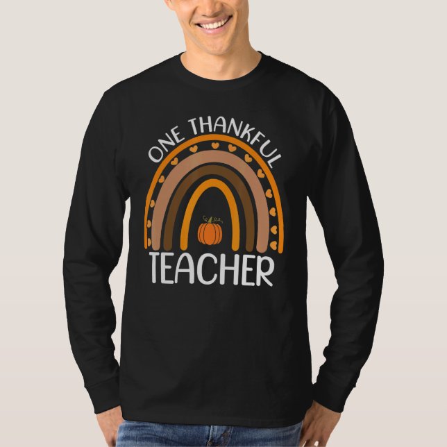Camiseta Fall Rainbow Teacher One Thankful Teacher Thanksgi (Frente)