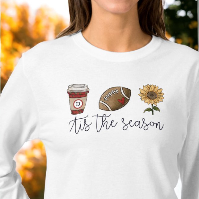 Camiseta Fall Tis the Season Inicial Coffee Flower (Criador carregado)
