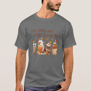 Camiseta Fall Vibes E Enfermeira CNA Autumn Lover Obrigado