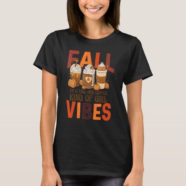 Camiseta Fall Vibes Retro Pumpkin Spice Autumn Coffee  Than (Frente)