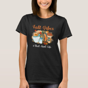 Camiseta Fall Vibes Tia Vida Agradável Tia Outono Laranja