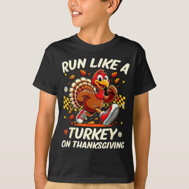 Camiseta Fall Vibes Turkey Trot Run Like A Turkey On Thanks (Frente)