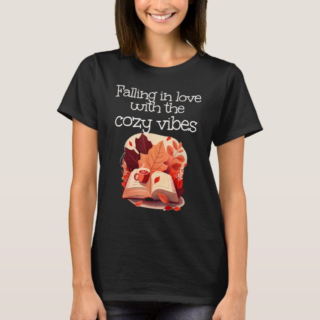 Camiseta Falling in love with Autumn Books and red Leaves (Frente)