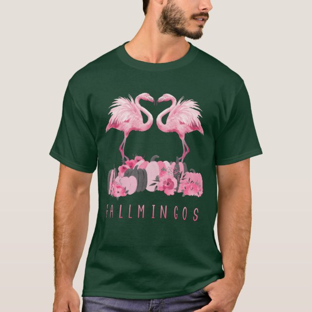 Camiseta Fallmingo Pumpkin Watercolor Amigos Flamingo (Frente)