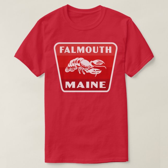Camiseta Falmouth Maine Retro Crachá Vermelho (Frente do Design)