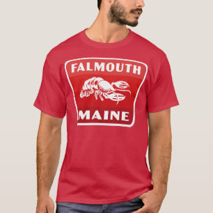 Camiseta Falmouth Maine Retro Crachá Vermelho