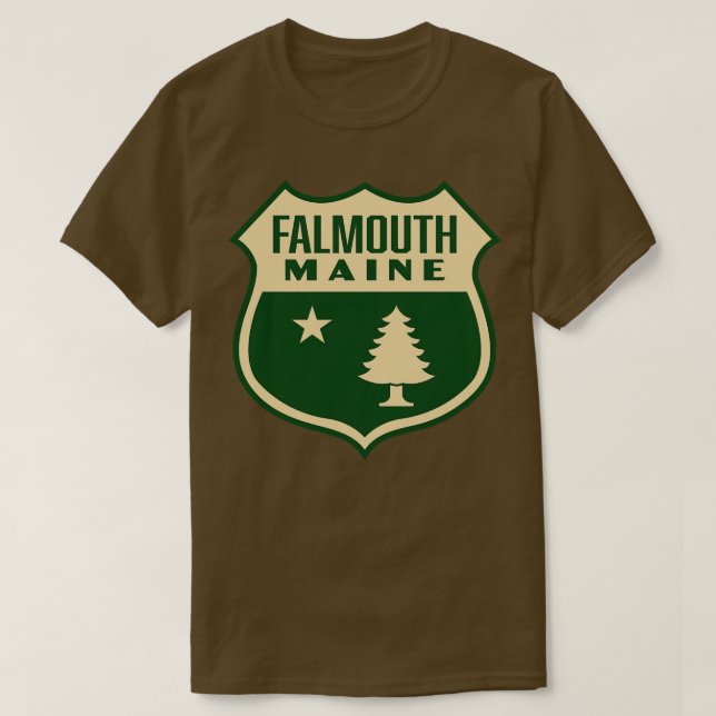 Camiseta Falmouth Maine Retro Pine Tree (Frente do Design)