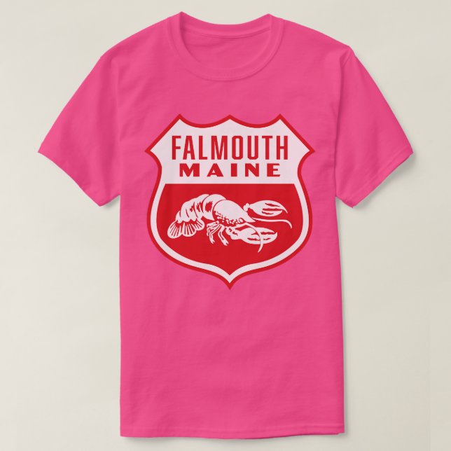 Camiseta Falmouth Maine Retro Shield White (Frente do Design)