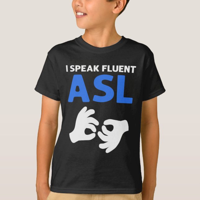 Camiseta Falo Fluent ASL. Sinal de Mão - Sinal de ASL - Sur (Frente)