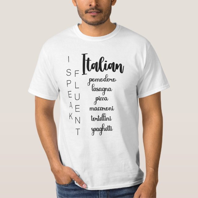 Camiseta Falo Italiano Fluente... Pela Comida! (Frente)