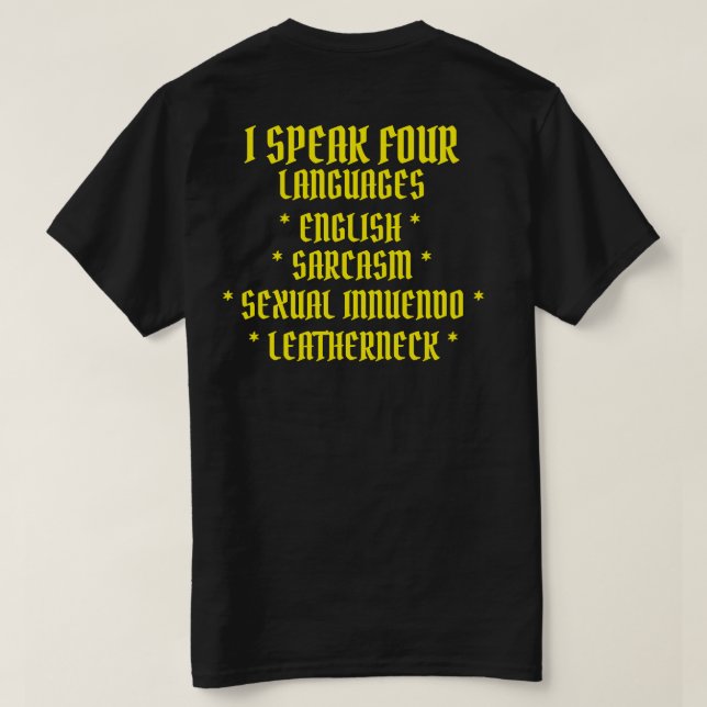 CAMISETA FALO QUATRO IDIOMAS (Verso do Design)