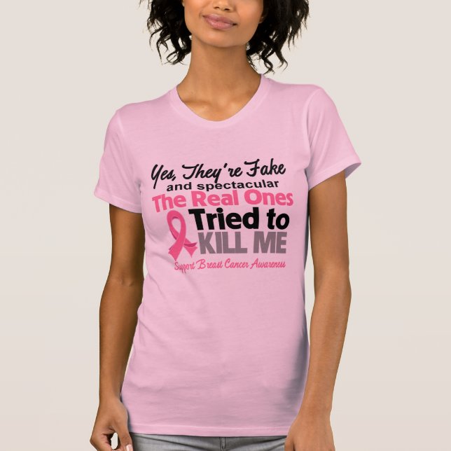 Camiseta Falsificação e Spectacular - cancro da mama (Frente)