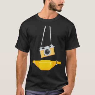 Camiseta Falso Físico Turístico Strap Hanging Camera & W