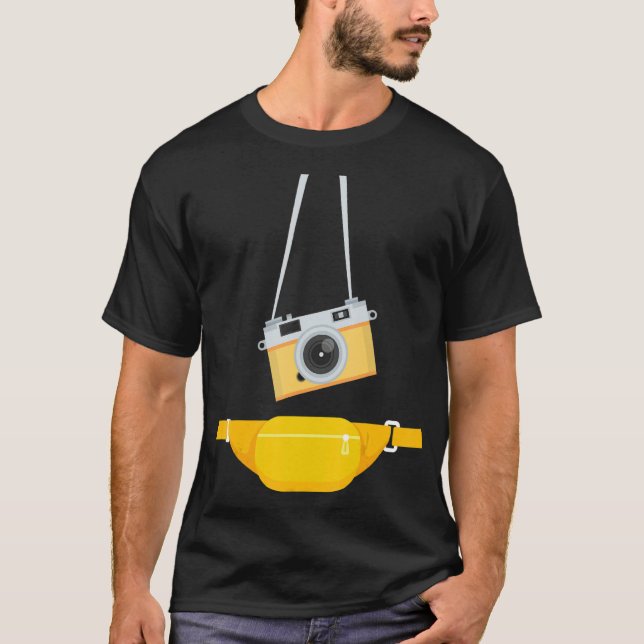 Camiseta Falso Físico Turístico Strap Hanging Camera & W (Frente)