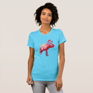 Camiseta Falso Flamingo Tropical de Pássaro Estampado com L