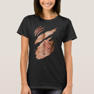 Camiseta Falso Seis Pacotes Abs Corpo Corpo Arranhões Figur