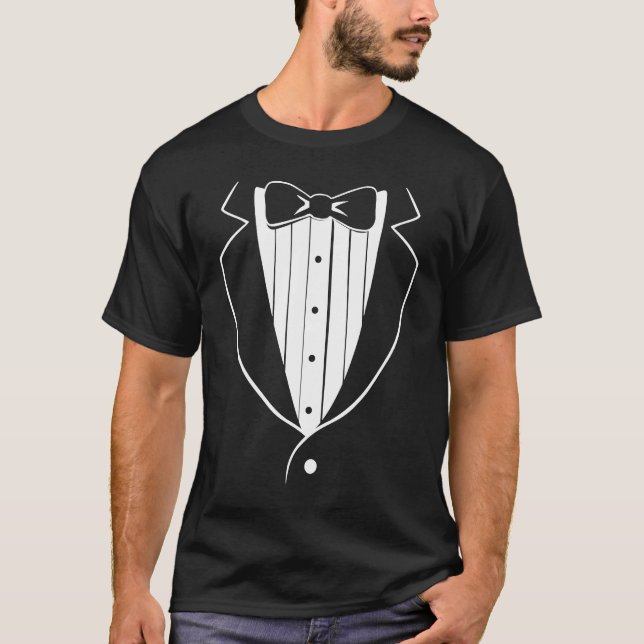 Camiseta Falso Tuxedo - Figurino Branco do Halloween (Frente)