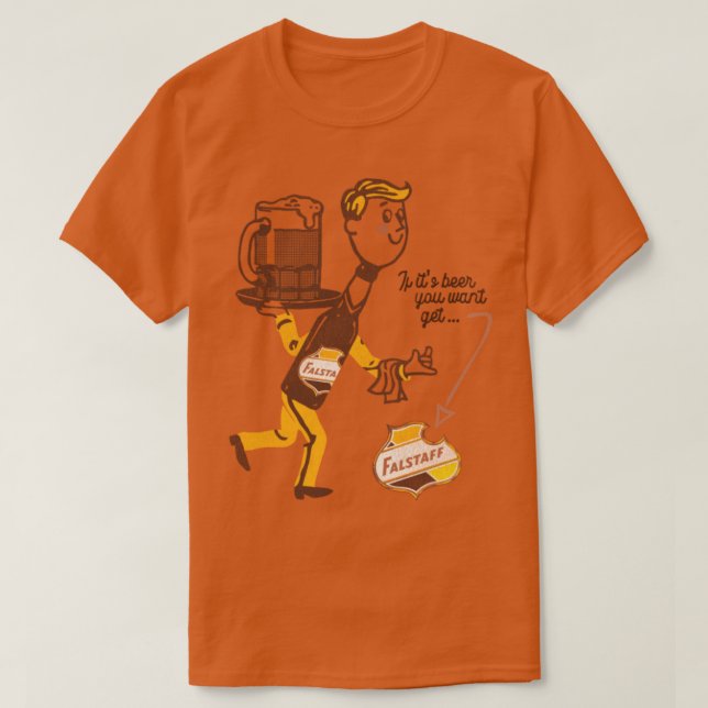Camiseta Falstaff Retro Defunct Beer Man (Frente do Design)