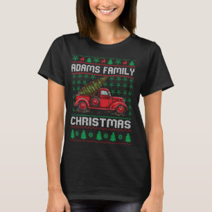 Camiseta Família Adams Feia de Natal Doce Red Truck Funn