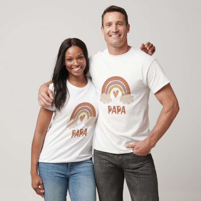 Camiseta Família Arco-Íris Boho - Papai (Unissex)