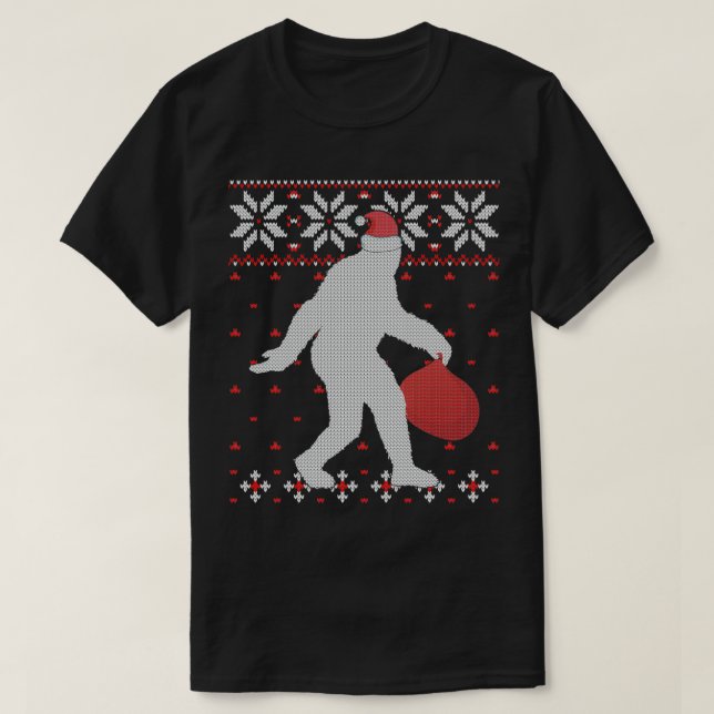 Camiseta Família Bigfoot Sasquatch Correspondente no Natal  (Frente do Design)