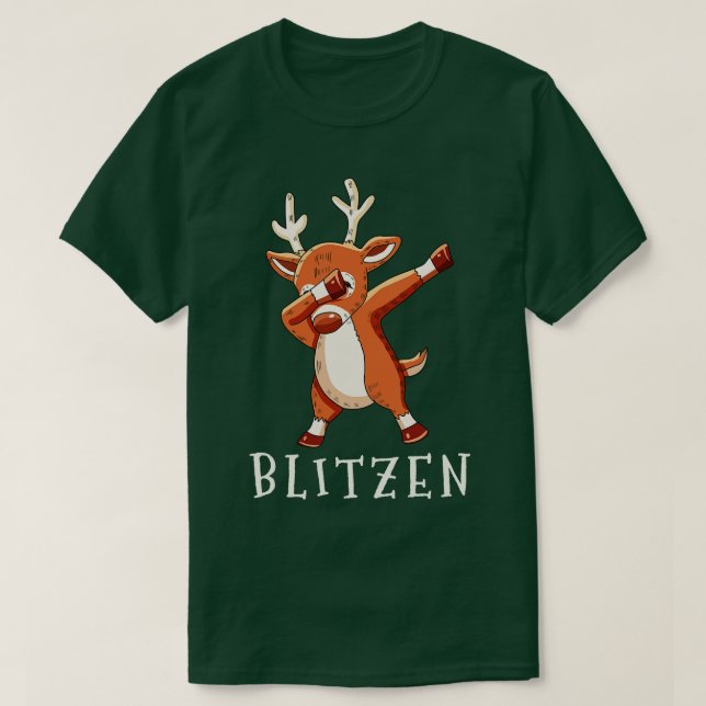 Camiseta Família BLITZEN Santas Reindeers Festa de Natal (Frente do Design)