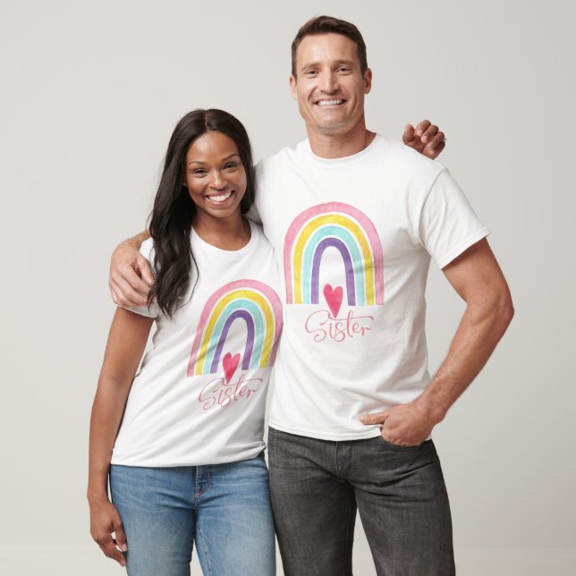Camiseta Família Boho Rainbow - Irmã (Unissex)