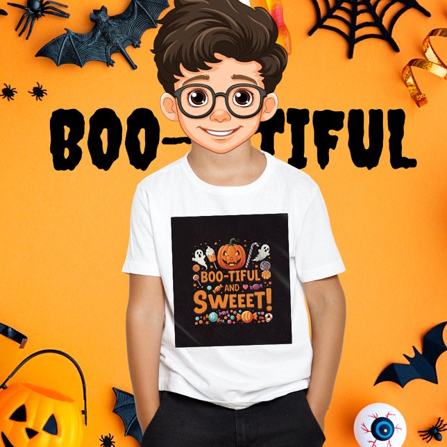 Camiseta Família Bonita | Combinação de Halloween Boys (Boo-tiful And sweet Halloween Kids' T-shirt Family Matching Halloween Party Theme)