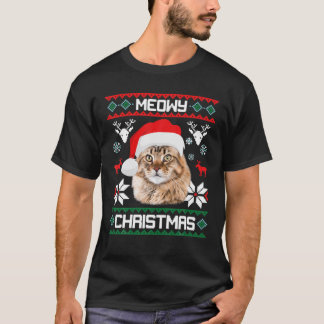 Camiseta Família Cat Meowy Correspondendo Papais noeis de p