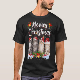 Camiseta Família Cat Meowy Correspondendo Papais noeis de p