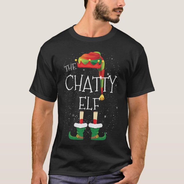 Camiseta Família Chatty Elf Correspondente Grupo de Natal E (Frente)
