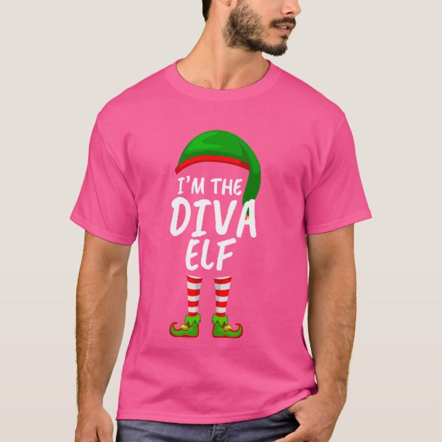 Camiseta Família Combinada Eu Sou A Elfa Diva Natal (Frente)