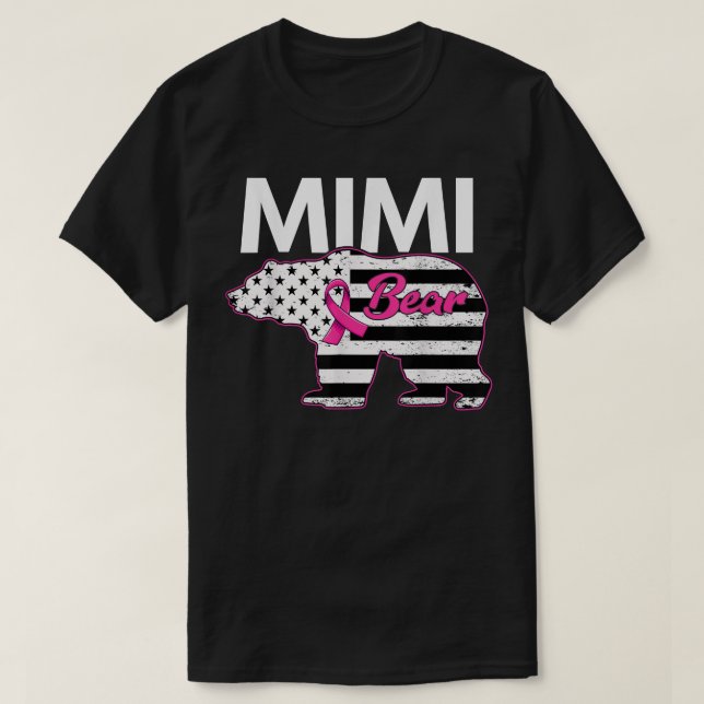 Camiseta Família Correspondendo Tee Mimi Bear Cancer Mama A (Frente do Design)