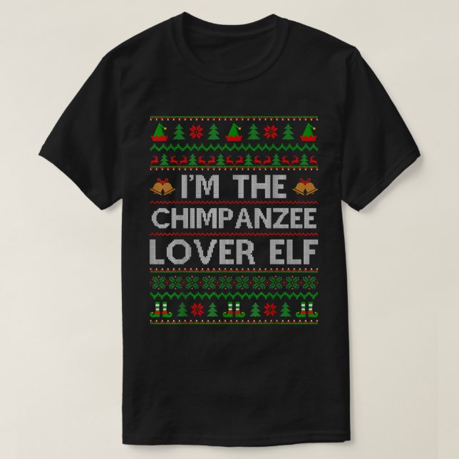 Camiseta Família Correspondente Ugly Chimpanzee Lover Elf C (Frente do Design)