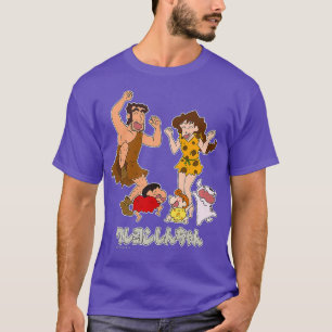 Camiseta Família Crayon Shin-chan Nohara era primitiva