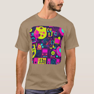 Camiseta Família da festa de néon estrela da rádio retro do