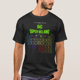 Camiseta família da Tabela Periódica de Super Vilões da DC