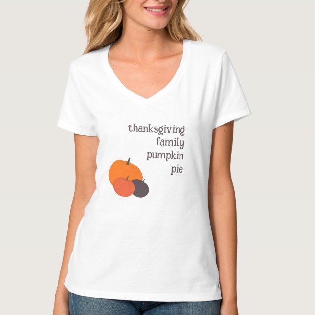 Camiseta Família de Ação de Graças Festiva Laranja Pumpkins (Frente)